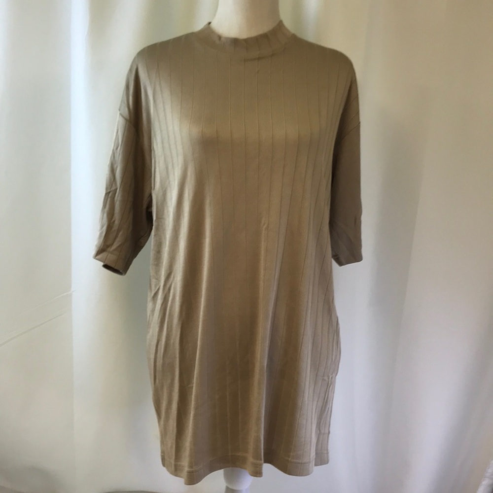 Twist Platinum Ribbed Knit Short Sleeve Dress T-Shirt Size 2XL